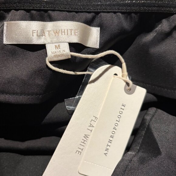 Anthropologie Flat White Satin Tie Halter Mini Dress Black Size M - Picture 5 of 6